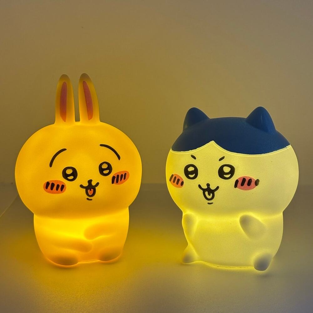 Two Miniso Chiikawa Night Lights, Hachiware (Cat) and Usagi (Rabbit), LED - New